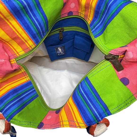 Paul Brent Colorful Beach Tote Bag Flip-Flop Print Canvas Zippered Summer Vibes - Picture 3 of 9